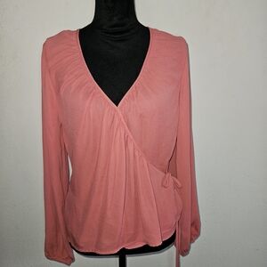 Worthington Coral Wrap Blouse